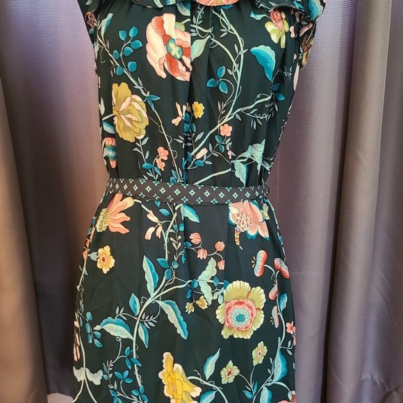 Ann Taylor Loft Vine Ruffle Shirt Dress Petite Sm - Picture 3 of 7